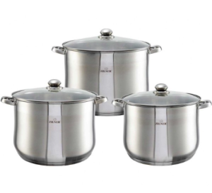 Набор больших кастрюль из нержавеющей стали, 3 предмета. ZILNER