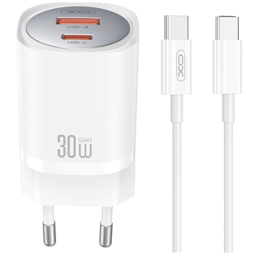 XO CE21 Зарядное устройство Type C/USB + Type C кабель 1m