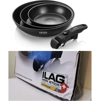 Haeger PA-C04.021A Easy Fit Pans Набор сковородок со съемной ручкой 3шт (Поврежденная упаковка)