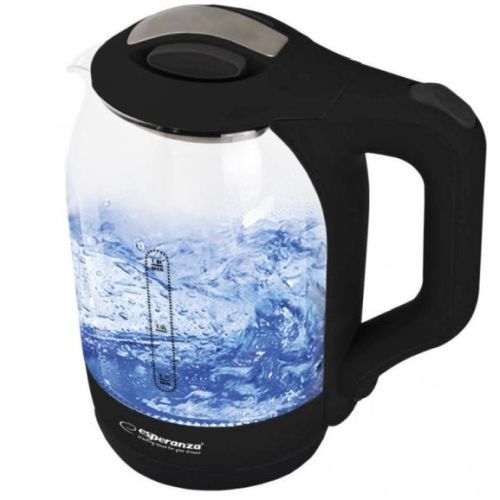 Esperanza EKK025K tējkanna 1.7L 1500W Korpuss no rūdīta stikla,Melna