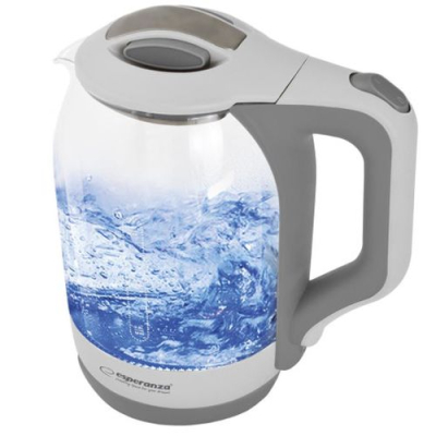 Esperanza EKK025W tējkanna 1.7L 1500W Korpuss no rūdīta stikla,Balta
