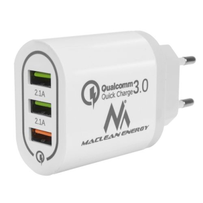 Maclean Energy MCE479W 3xUSB lādētājs QC 3.0