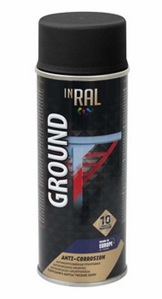 Антикоррозийный аэрозоль. грунтовка INRAL GROUND, черная, RAL9011, 400мл